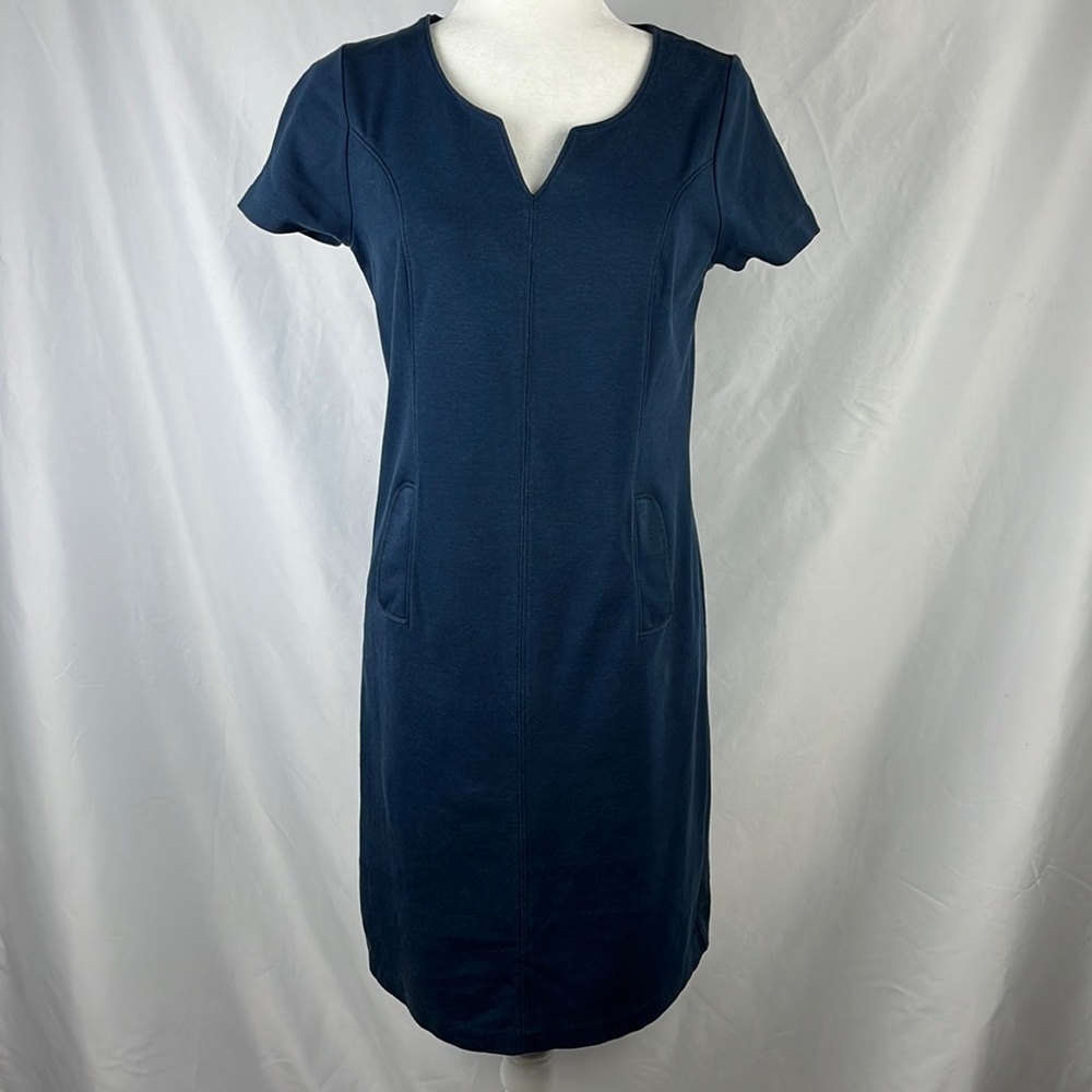 Boden Roma Ponte Knit Navy Blue Shift Dress Womens Size 8R